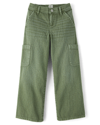 Girls Garment Dyed Baggy Cargo Jeans