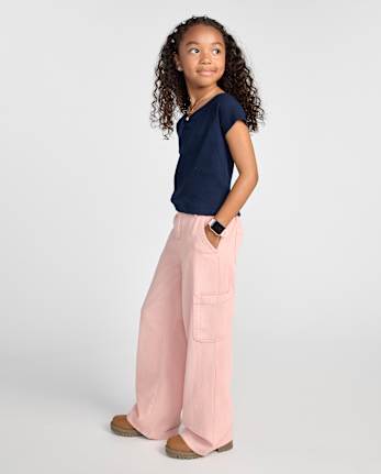 Girls Garment Dyed Baggy Cargo Jeans