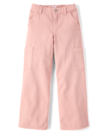Girls Garment Dyed Baggy Cargo Jeans