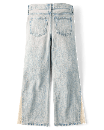 Girls Lace Inset Wide Leg Jeans