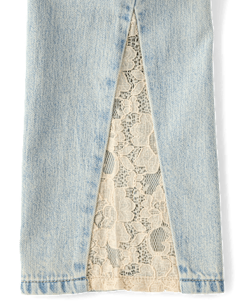 Girls Lace Inset Wide Leg Jeans