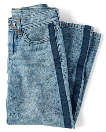 Girls Side Stripe Baggy Jeans
