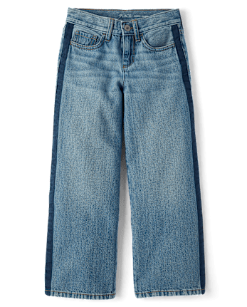 Girls Side Stripe Baggy Jeans
