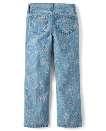 Girls Doodle Wide Leg Jeans