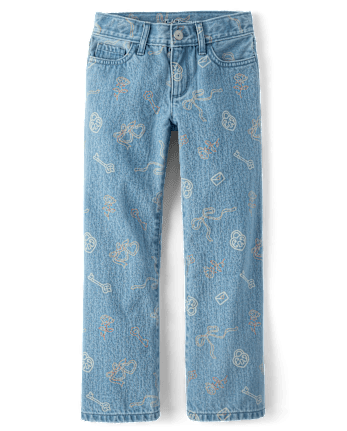 Girls Doodle Wide Leg Jeans