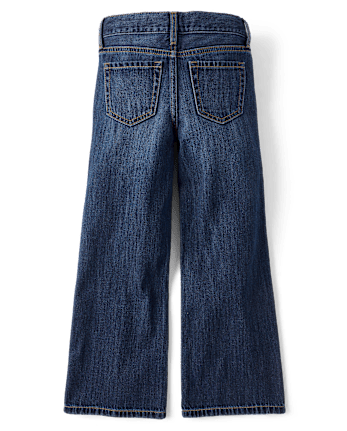 Girls Studded Wide Leg Jeans