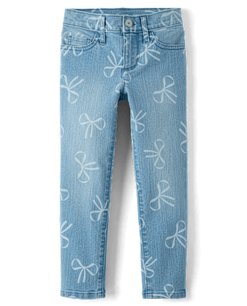 Girls Bow Pencil Jeans