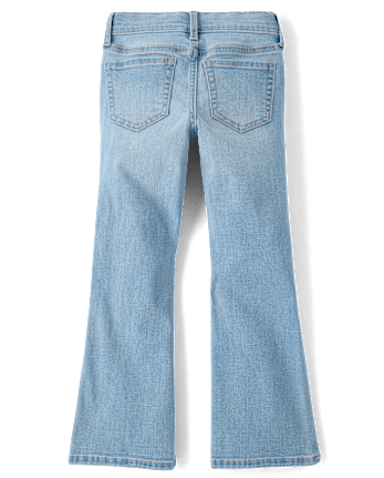 Girls Rhinestone Heart Flare Jeans