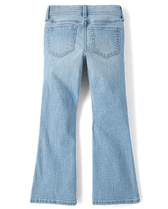 Girls Rhinestone Heart Flare Jeans