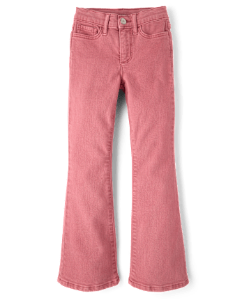 Jeans évasés teints en pièce pour filles