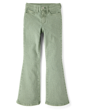 Jeans évasés teints en pièce pour filles