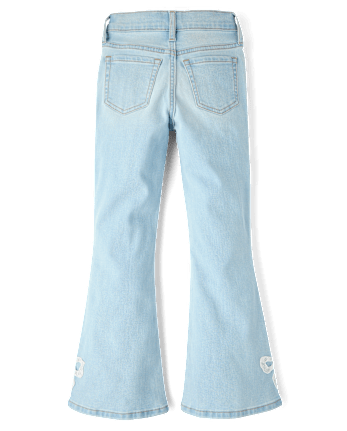 Girls Applique Bow Flare Jeans