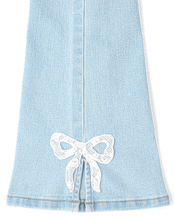 Girls Applique Bow Flare Jeans