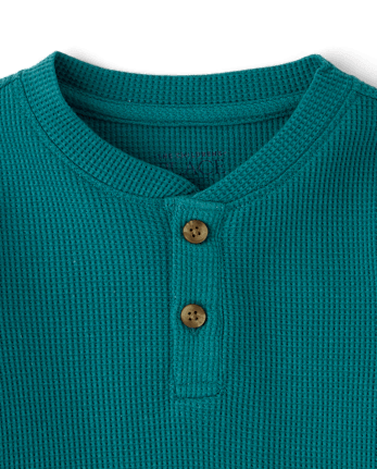 Baby And Toddler Boys Thermal Henley Top - JADED TEAL CL