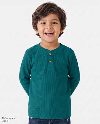 Haut Henley thermique pour bébés et petits garçons - JADED TEAL CL