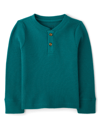 Baby And Toddler Boys Thermal Henley Top - JADED TEAL CL