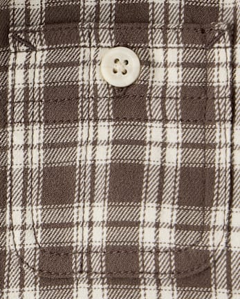 Baby And Toddler Boys Plaid Flannel Hooded Button Up Shirt