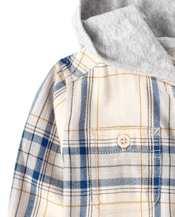 Baby And Toddler Boys Plaid Flannel Hooded Button Up Shirt