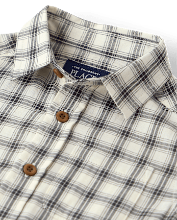 Baby And Toddler Boys Plaid Textured Poplin Button Up Shirt