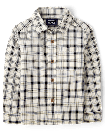 Baby And Toddler Boys Plaid Textured Poplin Button Up Shirt