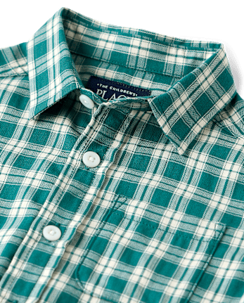Baby And Toddler Boys Plaid Textured Poplin Button Up Shirt