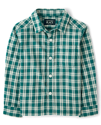 Baby And Toddler Boys Plaid Textured Poplin Button Up Shirt