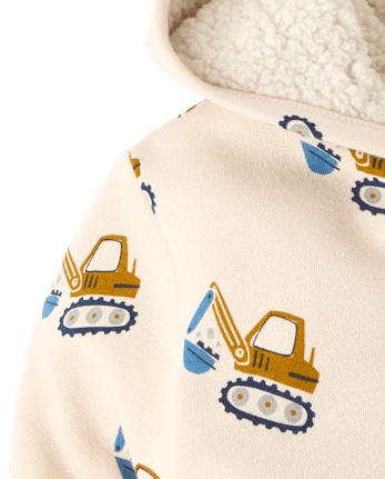Baby And Toddler Boys Print Premium Fleece Sherpa Lined Zip Up Hoodie