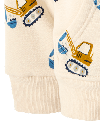 Baby And Toddler Boys Print Premium Fleece Sherpa Lined Zip Up Hoodie - HAY STACK