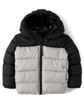 Toddler Boys Colorblock Hooded Puffer Jacket