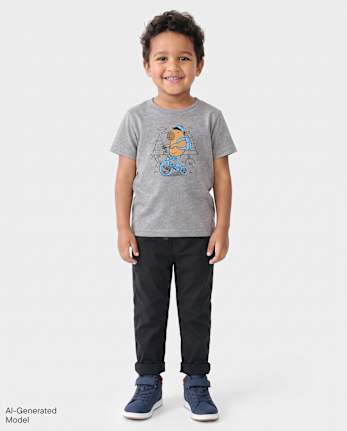 Baby And Toddler Boys Roll Cuff Pull On Chino Pants - WASHED BLACK