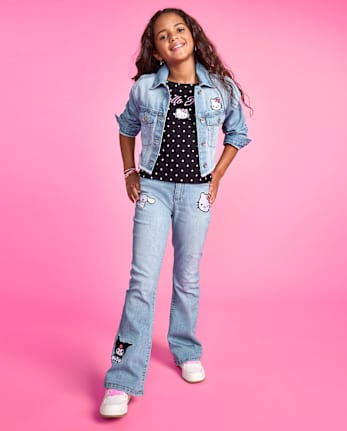 Jean évasé brodé Hello Kitty® et ses amis pour filles - MYLAH WASH