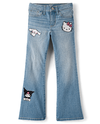 Girls Hello Kitty® And Friends Embroidered Flare Jeans