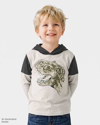 Baby And Toddler Boys Graphic Hooded Top - MISTY GRAY