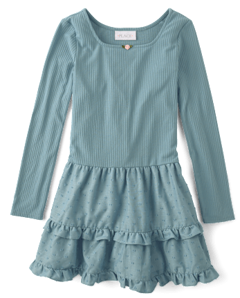 Girls Tiered Drop Waist Dress - STORMWATER