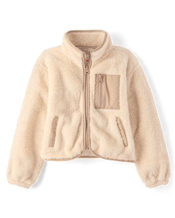 Girls Sherpa Zip Up Jacket