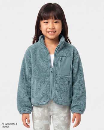 Girls Sherpa Zip Up Jacket - STORMWATER