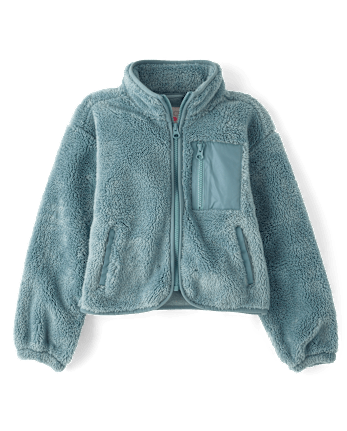 Girls Sherpa Zip Up Jacket