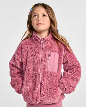 Girls Sherpa Zip Up Jacket