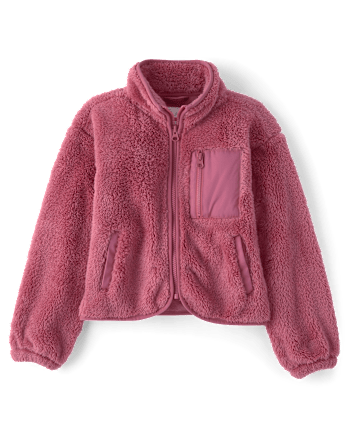 Girls Sherpa Zip Up Jacket