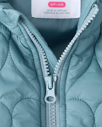 Girls Heart Quilted Packable Puffer Jacket