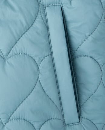 Girls Heart Quilted Packable Puffer Jacket