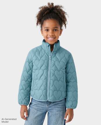 Doudoune matelassée pliable à motif cœur pour filles - STORMWATER