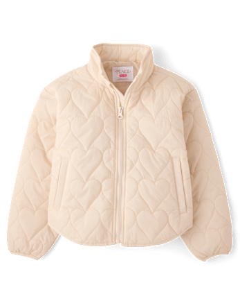 Girls Heart Quilted Packable Puffer Jacket