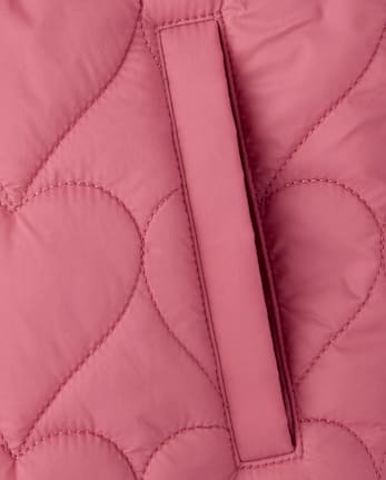 Girls Heart Quilted Packable Puffer Jacket