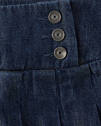 Girls Denim Pleated Skort
