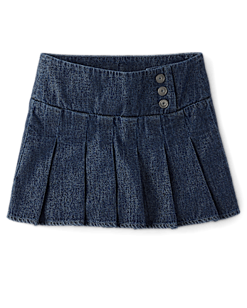 Girls Denim Pleated Skort