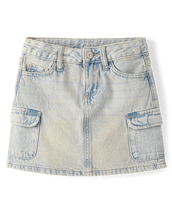 Girls Denim Cargo Skirt