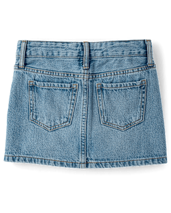 Girls Embroidered Patch Denim Skort