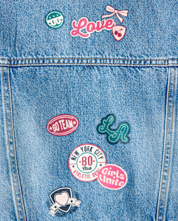 Girls Varsity Patch Denim Jacket