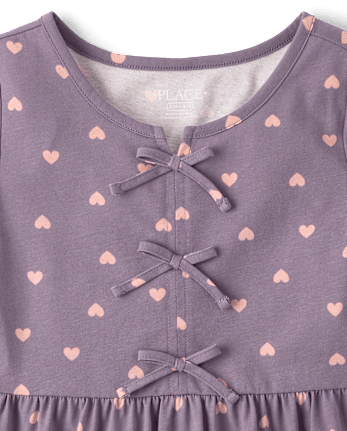 Girls Heart Bow Dress